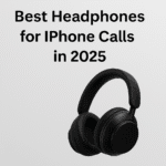 High-quality wireless headphones with mic placed on a modern background, featured image for Best Headphones for iPhone Calls in 2025 blog by PlugAndHear